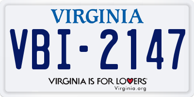 VA license plate VBI2147
