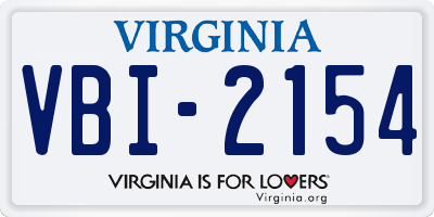 VA license plate VBI2154
