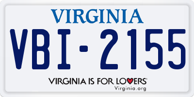 VA license plate VBI2155