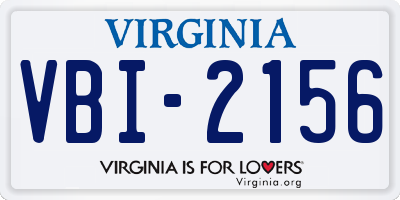 VA license plate VBI2156