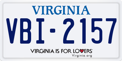 VA license plate VBI2157