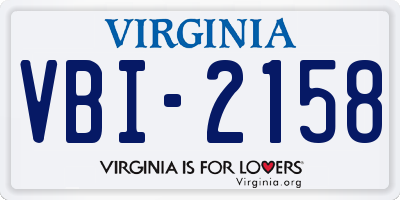 VA license plate VBI2158