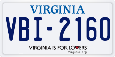 VA license plate VBI2160