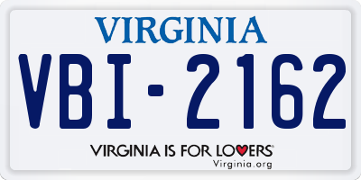 VA license plate VBI2162