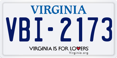 VA license plate VBI2173