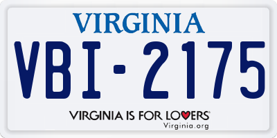 VA license plate VBI2175