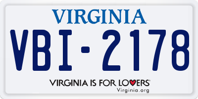 VA license plate VBI2178