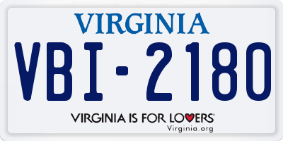 VA license plate VBI2180