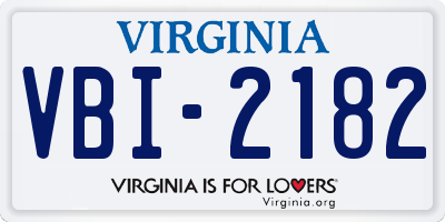VA license plate VBI2182