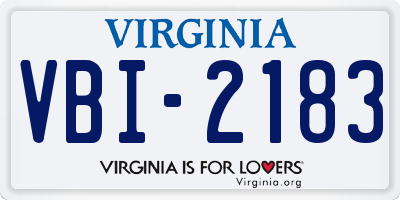 VA license plate VBI2183