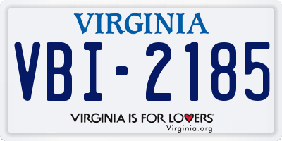 VA license plate VBI2185