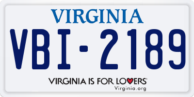 VA license plate VBI2189