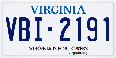VA license plate VBI2191