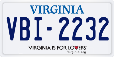 VA license plate VBI2232
