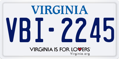 VA license plate VBI2245