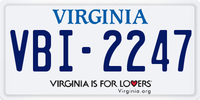 VA license plate VBI2247