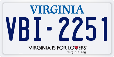 VA license plate VBI2251