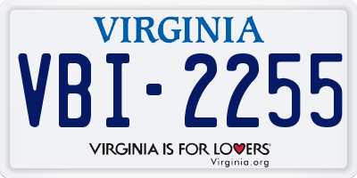 VA license plate VBI2255