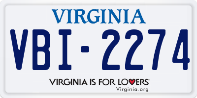 VA license plate VBI2274