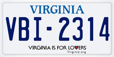 VA license plate VBI2314