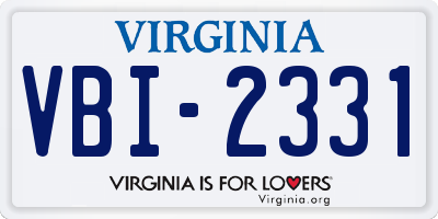 VA license plate VBI2331