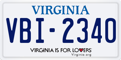 VA license plate VBI2340