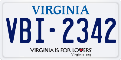 VA license plate VBI2342
