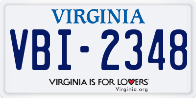 VA license plate VBI2348