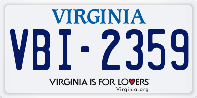 VA license plate VBI2359
