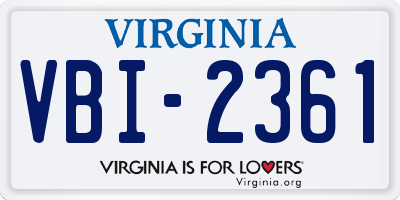 VA license plate VBI2361