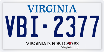 VA license plate VBI2377