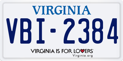 VA license plate VBI2384