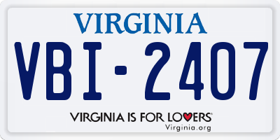 VA license plate VBI2407