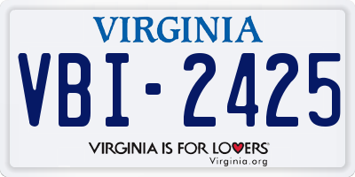 VA license plate VBI2425