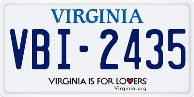 VA license plate VBI2435