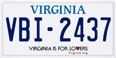 VA license plate VBI2437