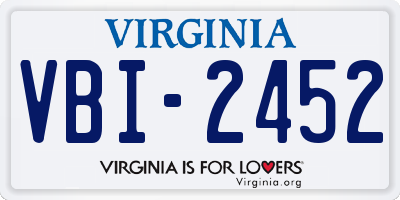 VA license plate VBI2452