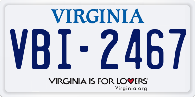 VA license plate VBI2467