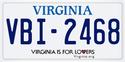 VA license plate VBI2468