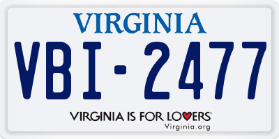 VA license plate VBI2477