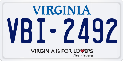 VA license plate VBI2492