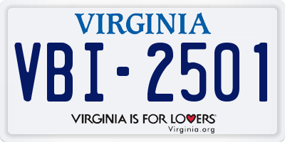 VA license plate VBI2501