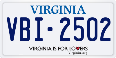 VA license plate VBI2502