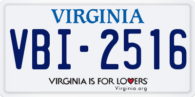 VA license plate VBI2516