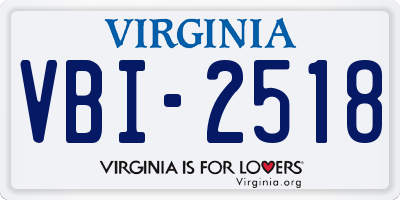 VA license plate VBI2518