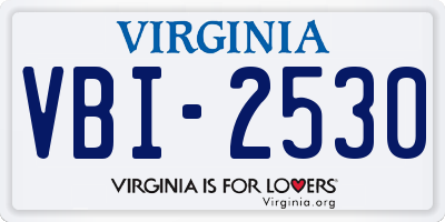 VA license plate VBI2530