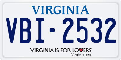 VA license plate VBI2532