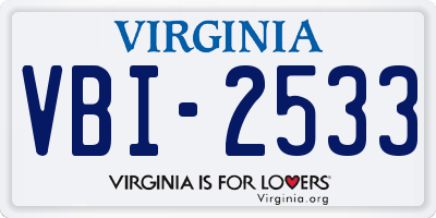 VA license plate VBI2533