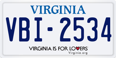 VA license plate VBI2534