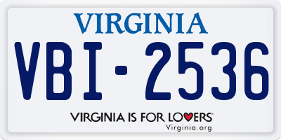 VA license plate VBI2536